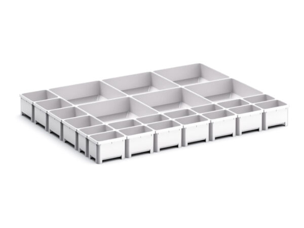 Cubio Plastic Box Divider Kit 24 Compartment for Storage Cabinet - WxDxH: 650X525X75mm Plastic Ral 7035 _SKU-43020797
