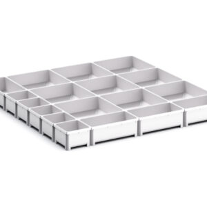 Cubio Plastic Box Divider Kit 18 Compartment for Storage Cabinet - WxDxH: 650X650X75mm Plastic Ral 7035 _SKU-43020798