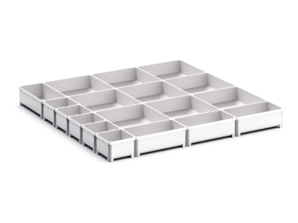 Cubio Plastic Box Divider Kit 18 Compartment for Storage Cabinet - WxDxH: 650X650X75mm Plastic Ral 7035 _SKU-43020798
