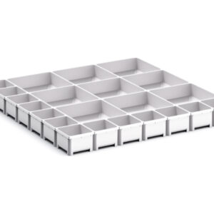 Cubio Plastic Box Divider Kit 22 Compartment for Storage Cabinet - WxDxH: 650X650X75mm Plastic Ral 7035 _SKU-43020799
