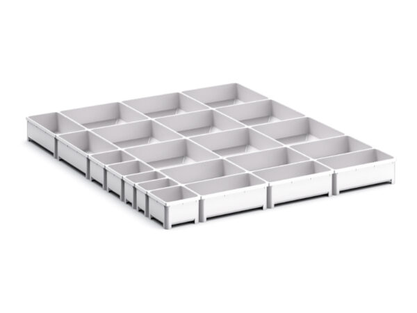 Cubio Plastic Box Divider Kit 22 Compartment for Storage Cabinet - WxDxH: 650X750X75mm Plastic Ral 7035 _SKU-43020800