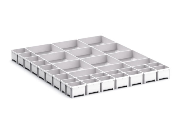 Cubio Plastic Box Divider Kit 33 Compartment for Storage Cabinet - WxDxH: 650X750X75mm Plastic Ral 7035 _SKU-43020801