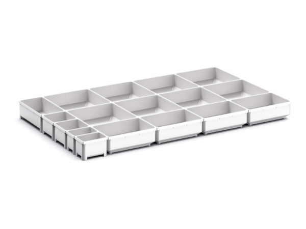 Cubio Plastic Box Divider Kit 17 Compartment for Storage Cabinet - WxDxH: 800X525X75mm Plastic Ral 7035 _SKU-43020802