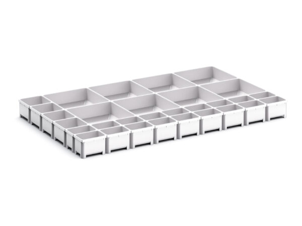 Cubio Plastic Box Divider Kit 30 Compartment for Storage Cabinet - WxDxH: 800X525X75mm Plastic Ral 7035 _SKU-43020803