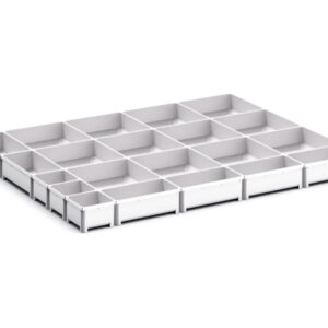 Cubio Plastic Box Divider Kit 21 Compartment for Storage Cabinet - WxDxH: 800X650X75mm Plastic Ral 7035 _SKU-43020804
