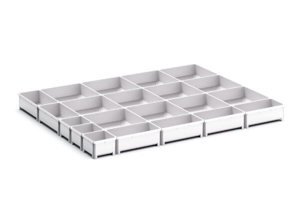 Cubio Plastic Box Divider Kit 21 Compartment for Storage Cabinet - WxDxH: 800X650X75mm Plastic Ral 7035 _SKU-43020804