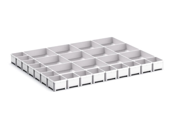 Cubio Plastic Box Divider Kit 27 Compartment for Storage Cabinet - WxDxH: 800X650X75mm Plastic Ral 7035 _SKU-43020805