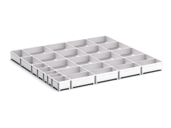 Cubio Plastic Box Divider Kit 27 Compartment for Storage Cabinet - WxDxH: 800X750X75mm Plastic Ral 7035 _SKU-43020806