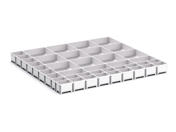 Cubio Plastic Box Divider Kit 41 Compartment for Storage Cabinet - WxDxH: 800X750X75mm Plastic Ral 7035 _SKU-43020807