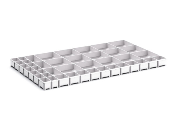 Cubio Plastic Box Divider Kit 43 Compartment for Storage Cabinet - WxDxH: 1050X650X75mm Plastic Ral 7035 _SKU-43020809