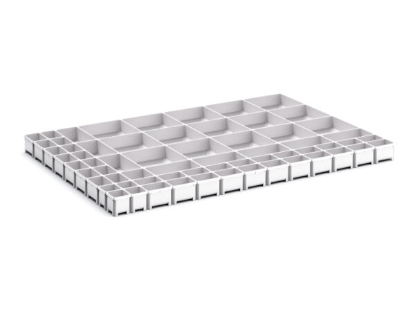 Cubio Plastic Box Divider Kit 64 Compartment for Storage Cabinet - WxDxH: 1050X750X75mm Plastic Ral 7035 _SKU-43020811