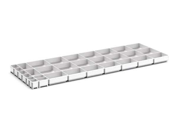 Cubio Plastic Box Divider Kit 31 Compartment for Storage Cabinet - WxDxH: 1300X525X75mm Plastic Ral 7035 _SKU-43020812