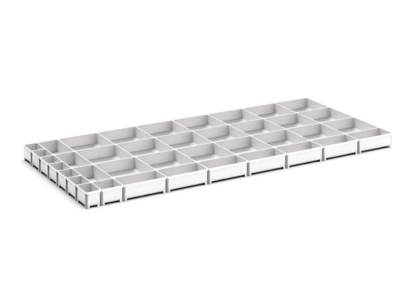 Cubio Plastic Box Divider Kit 39 Compartment for Storage Cabinet - WxDxH: 1300X650X75mm Plastic Ral 7035 _SKU-43020814