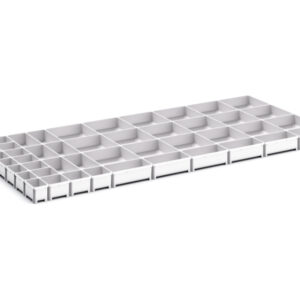 Cubio Plastic Box Divider Kit 46 Compartment for Storage Cabinet - WxDxH: 1300X650X75mm Plastic Ral 7035 _SKU-43020815