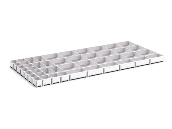 Cubio Plastic Box Divider Kit 46 Compartment for Storage Cabinet - WxDxH: 1300X650X75mm Plastic Ral 7035 _SKU-43020815