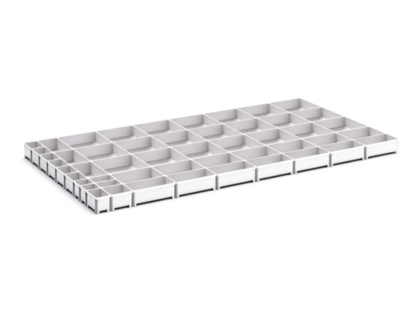Cubio Plastic Box Divider Kit 50 Compartment for Storage Cabinet - WxDxH: 1300X750X75mm Plastic Ral 7035 _SKU-43020816