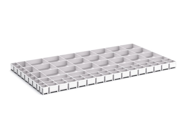 Cubio Plastic Box Divider Kit 71 Compartment for Storage Cabinet - WxDxH: 1300X750X75mm Plastic Ral 7035 _SKU-43020817