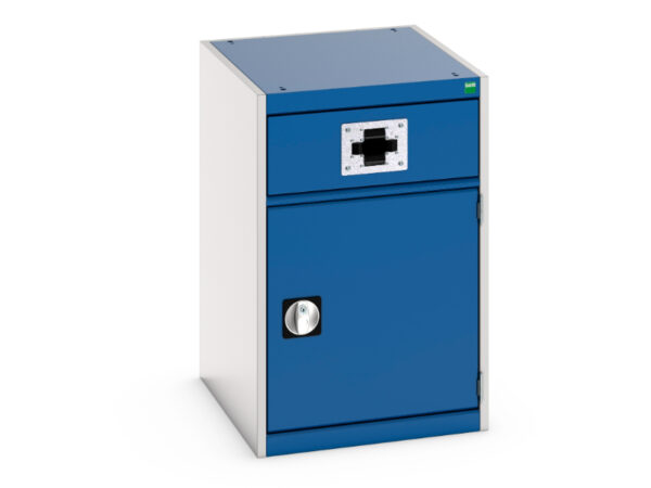 Lockable Metal Cupboard Storage with Air Hose - Cubio Cupboard Storage with Perfo Door, Single Reel. WxDxH: 525X650X800mm Ral 7035/5010 _SKU-45001070.11V