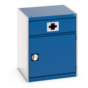 Industrial Heavy Duty Cupboard Storage Built In Hose Reel - Cubio Cupboard Storage with Perfo Door, Single Reel. WxDxH: 650X650X800mm Ral 7035/5010 _SKU-45001071.11V