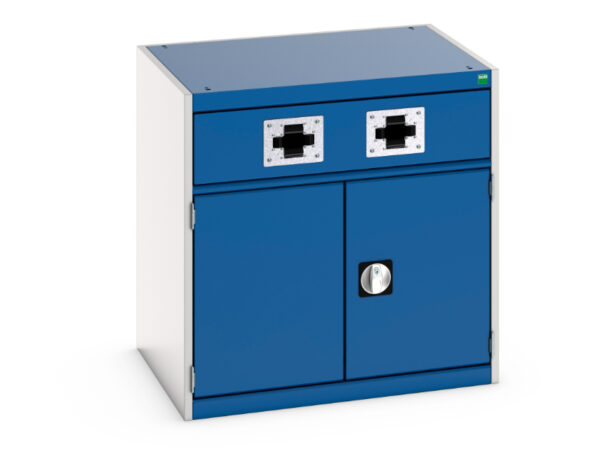 Industrial Storage Cupboard Storage with Twin Air Hose Reel - Cubio Cupboard Storage with Perfo Doors, Double Reel. WxDxH: 800X650X800mm Ral 7035/5010 _SKU-45001072.11V
