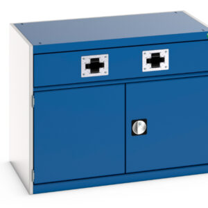 Double Air Hose Reel Storage Cabinet - Cubio Cupboard Storage with Perfo Doors, Double Reel. WxDxH: 1050X650X800mm Ral 7035/5010 _SKU-45001073.11V