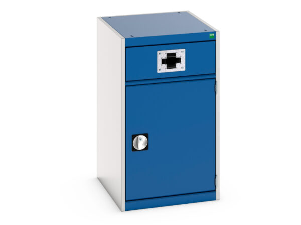 Cubio Cupboard Storage with Perfo Door Air Hose Reel. - WxDxH: 525X650X900mm Ral 7035/5010 _SKU-45001074.11V