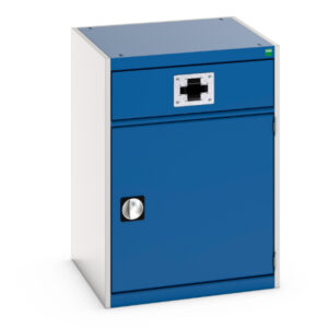 Workshop Metal Storage Cabinet with Air Hose Reel - Cubio Cupboard Storage with Perfo Door, Single Reel. WxDxH: 650X650X900mm Ral 7035/5010 _SKU-45001075.11V