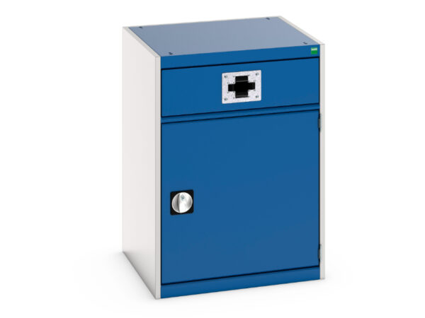 Workshop Metal Storage Cabinet with Air Hose Reel - Cubio Cupboard Storage with Perfo Door, Single Reel. WxDxH: 650X650X900mm Ral 7035/5010 _SKU-45001075.11V