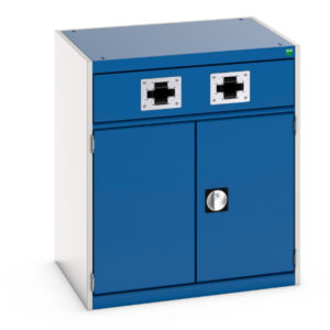Bott Double Air Hose Reel Cupboard Storage - Cubio Cupboard Storage with Perfo Doors, Double Reel. WxDxH: 800X650X900mm Ral 7035/5010 _SKU-45001076.11V