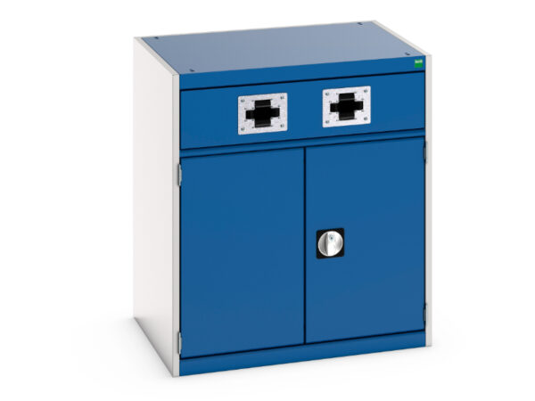 Bott Double Air Hose Reel Cupboard Storage - Cubio Cupboard Storage with Perfo Doors, Double Reel. WxDxH: 800X650X900mm Ral 7035/5010 _SKU-45001076.11V