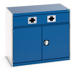 Cubio Cupboard Storage with Double Reel - Cubio Cupboard Storage with Perfo Doors, Double Reel. WxDxH: 1050X650X900mm Ral 7035/5010 _SKU-45001077.11V