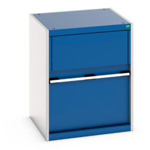 Heavy Duty Cupboard Storage with Waste Bin - Cubio Cupboard Storage with Removable Aluminium Waste Bin. WxDxH: 650X650X800mm Ral 7035/5010 _SKU-45001080.11V