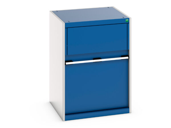 Metal Cupboard Storage with Waste Bin - Cubio Cupboard Storage with Removable Aluminium Waste Bin. WxDxH: 650X650X900mm Ral 7035/5010 _SKU-45001081.11V