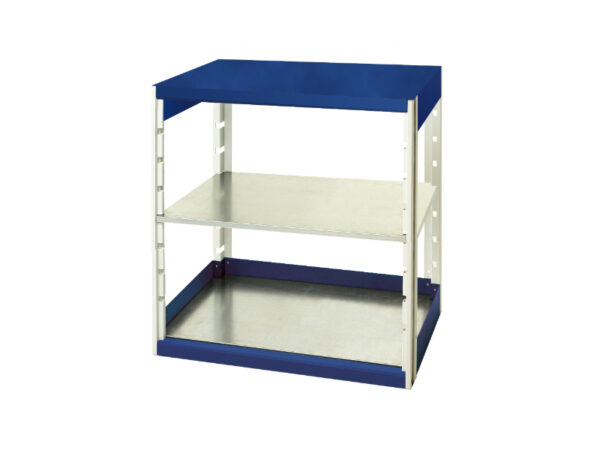 Workshop Storage Shelving - Cubio Shelving Bay with 2 Shelves. WxDxH: 800X525X1000mm Ral 7035/5010 _SKU-46001001.11V