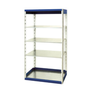 Workshop Shelving Systems - Cubio Shelving Bay with 4 Shelves. WxDxH: 1050X525X2000mm Ral 7035/5010 _SKU-46001004.11V