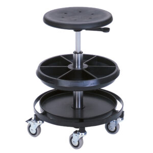 Workshop Stool - Industrial Chair Pu Stool Mobile (Height 540-800). WxDxH: 350X350X800mm Black _SKU-88601002