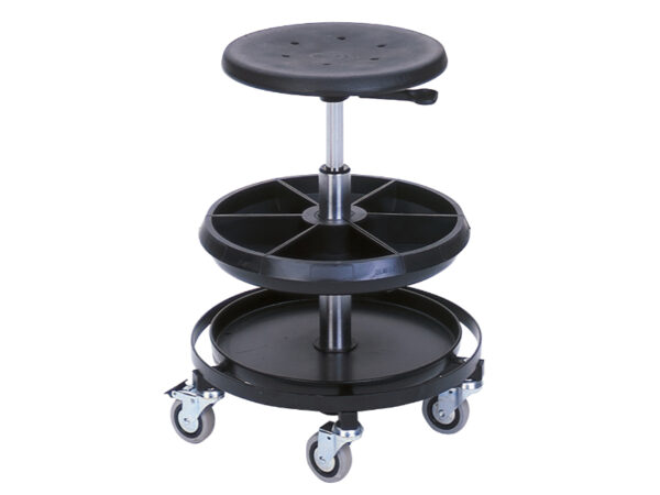Workshop Stool - Industrial Chair Pu Stool Mobile (Height 540-800). WxDxH: 350X350X800mm Black _SKU-88601002