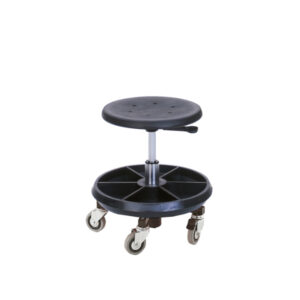 Workshop Industrial Stool - Industrial Chair Pu Stool Mobile (Height 370-500). WxDxH: 350X350X500mm Black _SKU-88601003