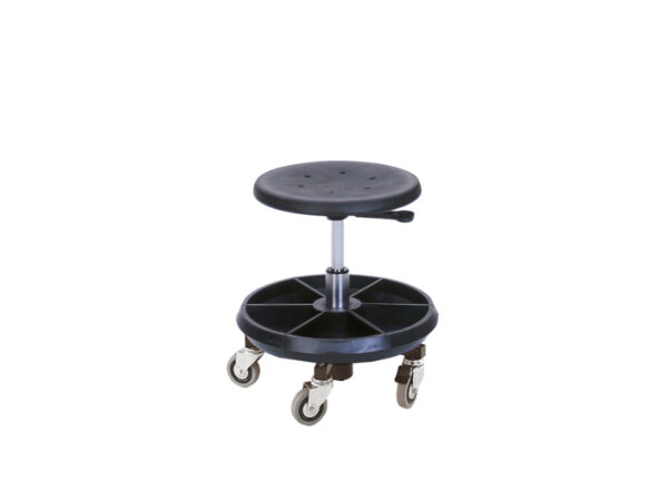 Workshop Industrial Stool - Industrial Chair Pu Stool Mobile (Height 370-500). WxDxH: 350X350X500mm Black _SKU-88601003