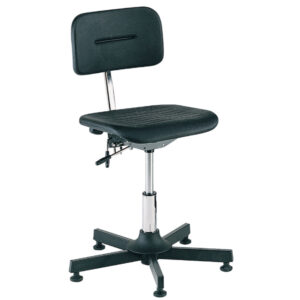 Industrial Swivel Chair - Industrial Chair Vinyl (Adjustable Height 460-590). WxDxH: 500X500X1090mm Black _SKU-88601008