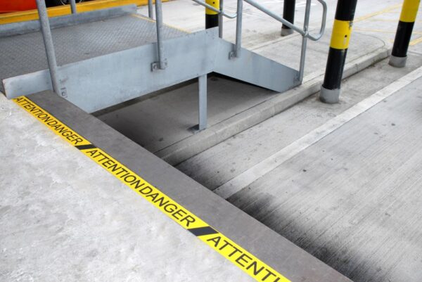Warning Floor Tape with ATTENTION DANGER text 75mm x 18.3m  SKU-F1228-YEL-ATTENTION-75 - Image 3