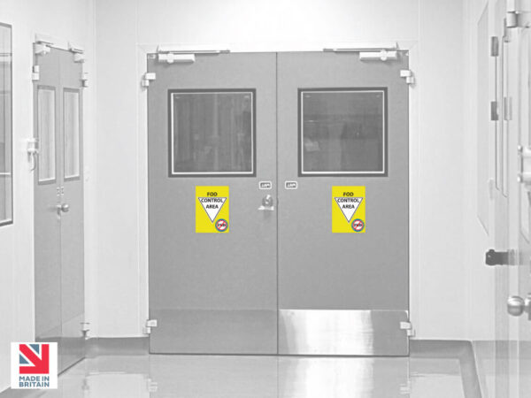 FOD Door Signs for Yellow Control Area - Pack of 10 signs - 285mm x 200mm - SKU-F184 - Image 2