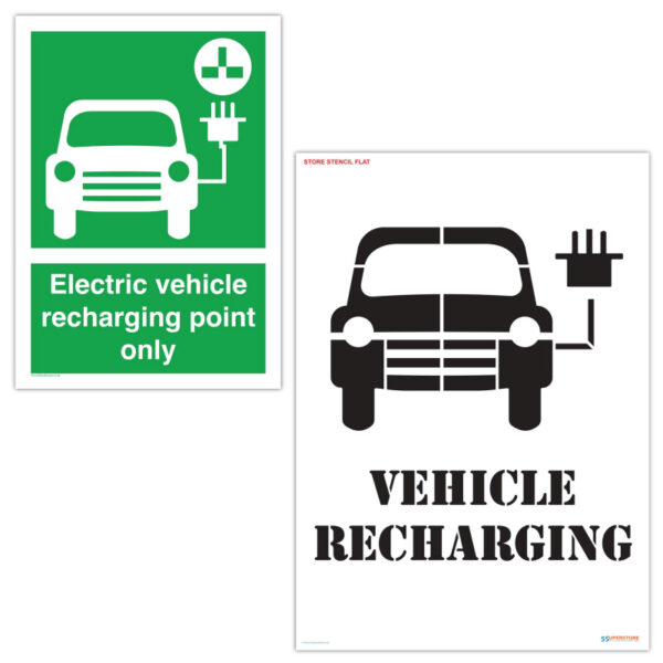 Electric Vehicle Charging Wall Sign and Floor Stencil - SKU F2668