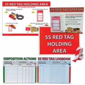 SORT KIT - SILVER - 5S Red Tagging SORT Implementation Kit (5S Red Tag Dispenser, Dry Wipe Logbook and Disposition Actions Board, Step by step wall guide, Holding Area Kit - Bronze) - SKU F2692