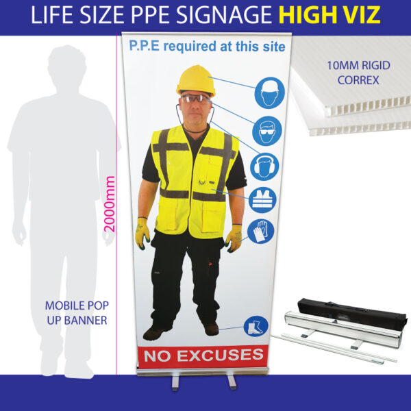 Hi Vis Vest - Life Size PPE Sign - Pop Up Banner or Rigid Sign SKU-F2752