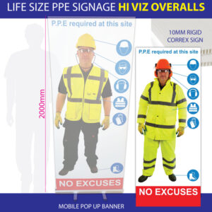 Hi Vis Overalls - Life Size PPE Sign - Pop Up Banner or Rigid Sign SKU-F2764