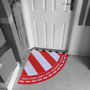 Red Emergency Exit Door Floor Signs SKU-F2848