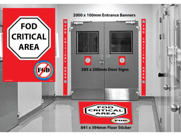 FOD Sign Kit - Stickers and Signs for FOD Critical Area - SKU-F244