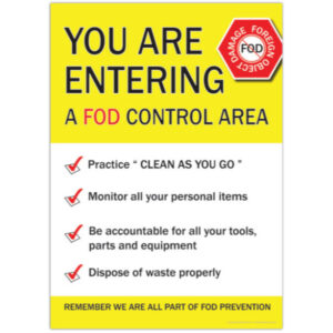 FOD Prevention Sign - A2 size - 594mm x 420mm SKU-653