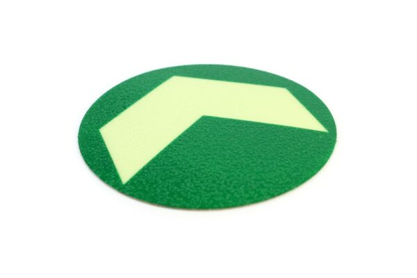 Glow in the Dark Arrow Stickers - 100mm diameter disk (pack of 10)  SKU-F1636-GITD-ARRs-100-DIS-PK-10 - Image 2